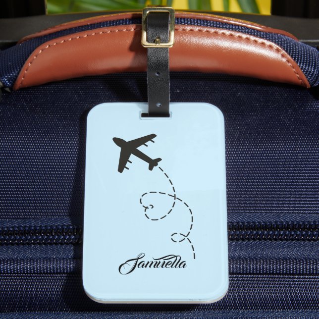 Custom name Airplane Destination Travel bridesmaid Luggage Tag (Front Insitu 2)
