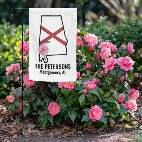 Custom Name Alabama Flag and State Flower Camellia