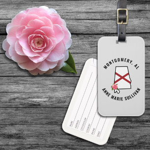 Custom Name Alabama Flag & Flower Cornhole Set Luggage Tag
