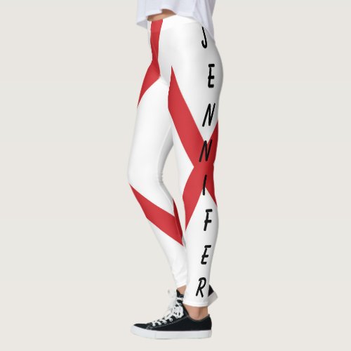 Custom Name Alabama Flag lecn Leggings