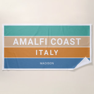 Custom Name Amalfi Coast Italy / YOUR TEXT Beach Towel