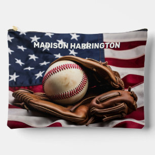 Custom Name American Baseball Accessory Pouch