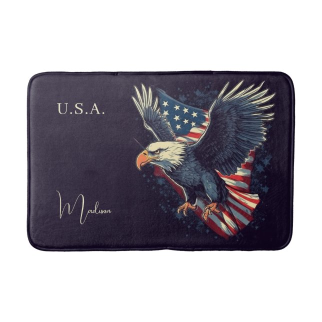 Custom Name American Eagle Bath Mat (Front)