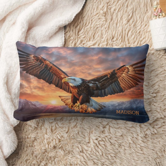 Custom Name American Eagle Lumbar Pillow (Blanket)