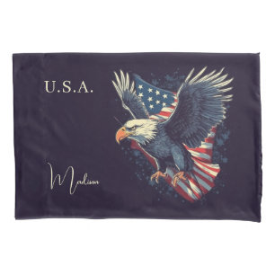 Custom Name American Eagle Pillow Case