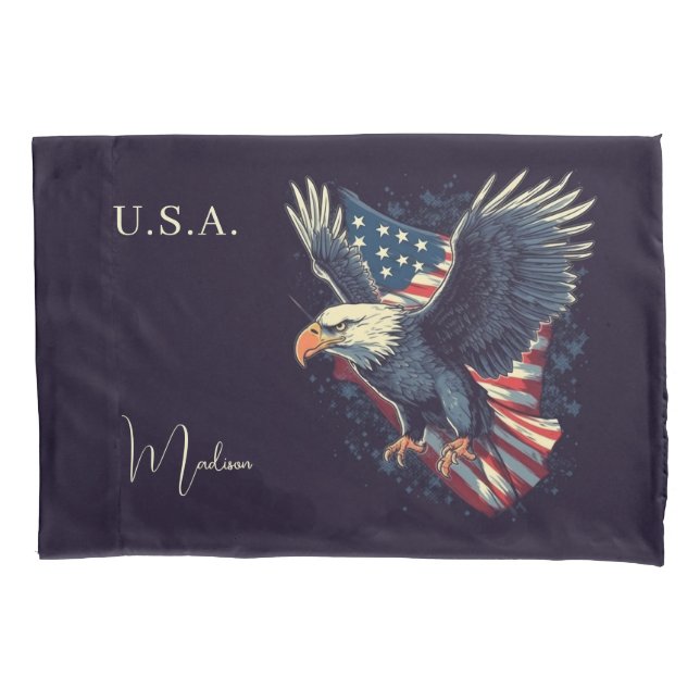 Custom Name American Eagle Pillow Case (Front)