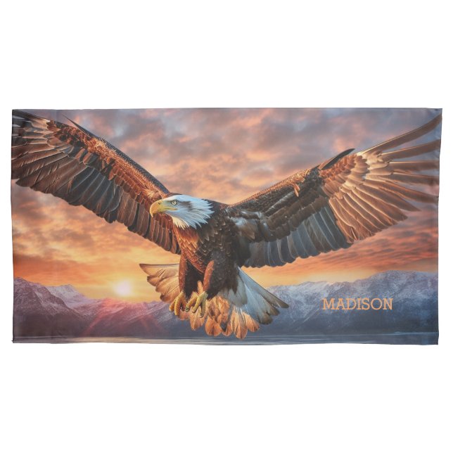 Custom Name American Eagle Pillow Case (Front)