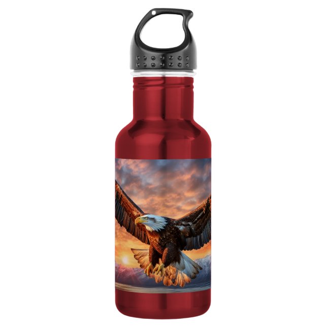 Custom Name American Eagle Stainless Steel Water Bottle (Front)