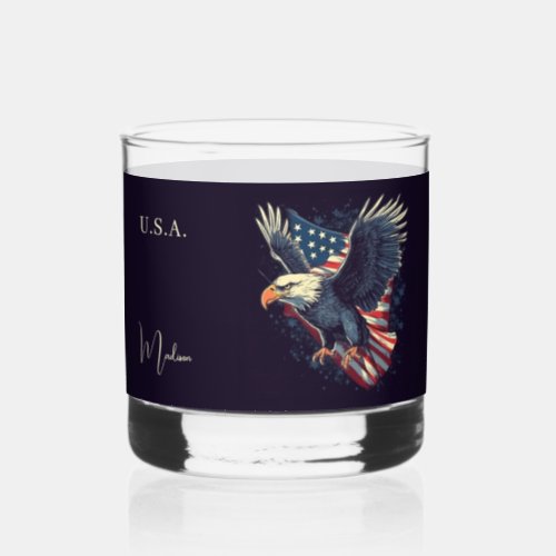 Custom Name American Eagle Whiskey Glass
