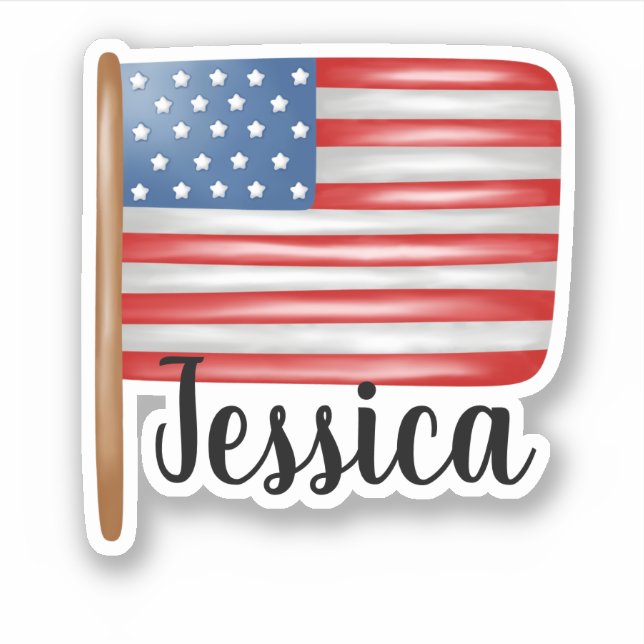 CUSTOM NAME AMERICAN FLAG STICKER (Front)