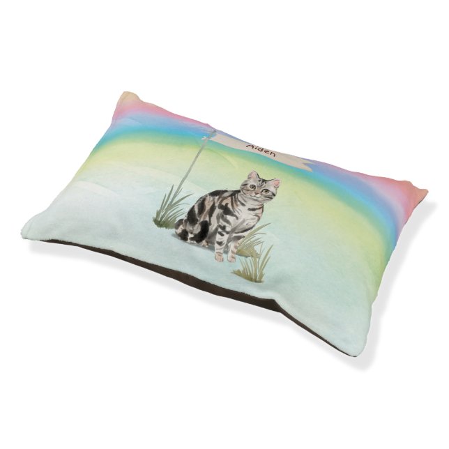 Custom Name American Short Hair Pet Cat Pet Bed (Angled)