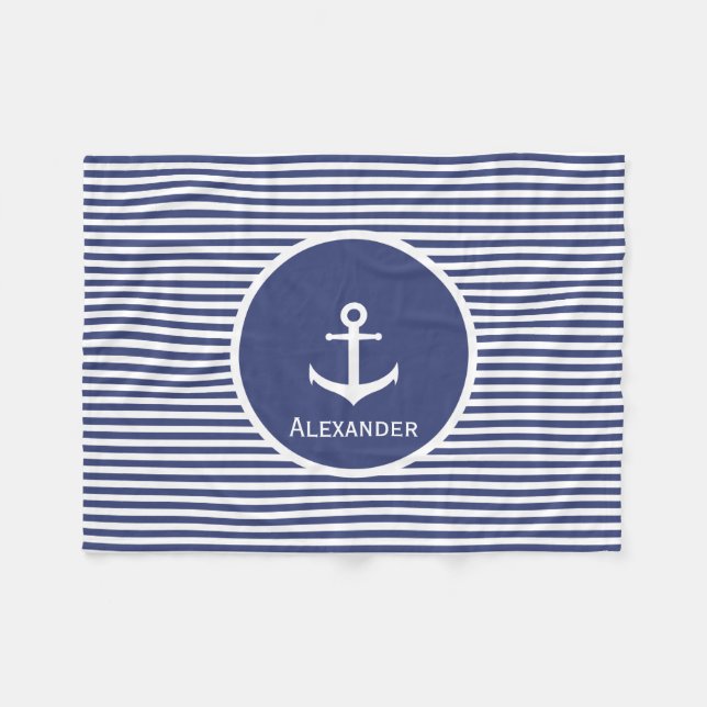 Custom Name Anchor Fleece Blanket (Front (Horizontal))