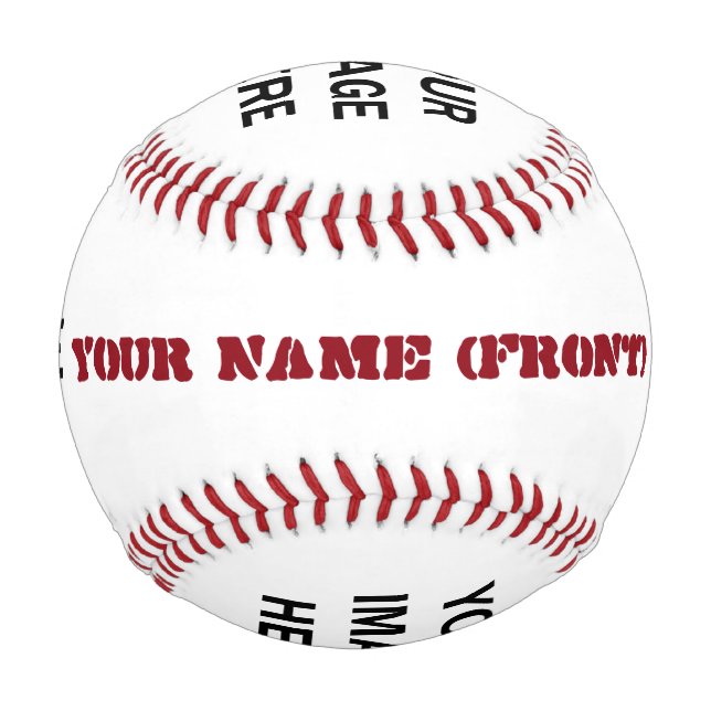 Custom Name and 4 Custom Pictures A03 Baseball (Front)