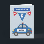Custom Name and Age Grandson 6th Birthday Police Card<br><div class="desc">It's going to be  grandson's birthday celebration happening very soon. As early as today you should be preparing your gift for him once that day comes. Start personalizing this card with his name and age then click on the order button now!</div>