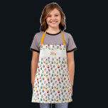 Custom Name and Cupcake Print Apron for Kids<br><div class="desc">Cute cupcake apron for kids. Decorated with a pretty and colorful pattern made of cupcakes. Personalized with a custom name that you can customize with your own name or short text. Great gift for a kid who loves to bake or eat cupcakes and other sweets and desserts.</div>