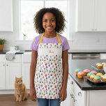 Custom Name and Cupcake Print Apron for Kids<br><div class="desc">Cute cupcake apron for kids. Decorated with a pretty and colorful pattern made of cupcakes. Personalized with a custom name that you can customize with your own name or short text. Great gift for a kid who loves to bake or eat cupcakes and other sweets and desserts.</div>