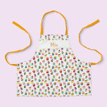 Custom Name and Cupcake Print Apron for Kids<br><div class="desc">Cute cupcake apron for kids. Decorated with a pretty and colorful pattern made of cupcakes. Personalized with a custom name that you can customize with your own name or short text. Great gift for a kid who loves to bake or eat cupcakes and other sweets and desserts.</div>