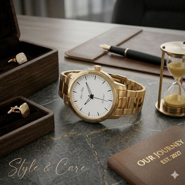 Custom Name and Date Couple Wedding Gift Watch (Custom Name and Date Couple Wedding Gift Watch)