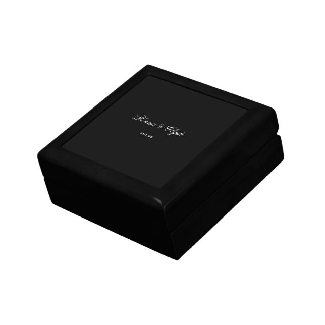 Custom Name and Date Symbol of Love Black Gift Box (Side)