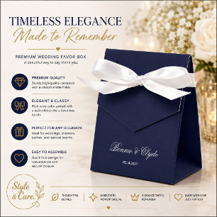 Custom Name and Date Symbol of Love Navy Tent Favor Boxes