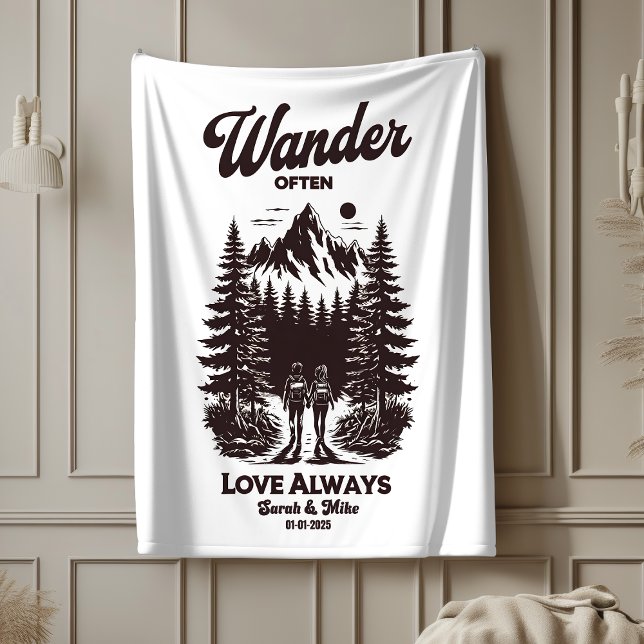 Custom name and date wedding gift, personalized sherpa blanket (Creator Uploaded)