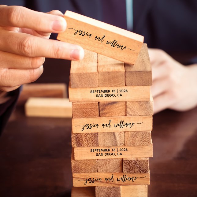 Custom name and date Wedding Monogram Topple Tower (Creator Uploaded)