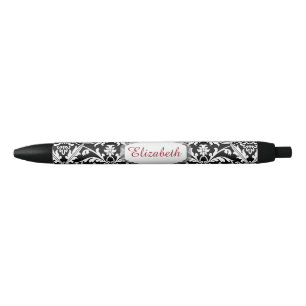 Custom Name and Elegant Black and White Damask A21 Pen