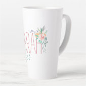 Custom Name And Floral Coral And Green Latte Mug (Right Angle)