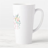 Custom Name And Floral Coral And Green Latte Mug (Right)