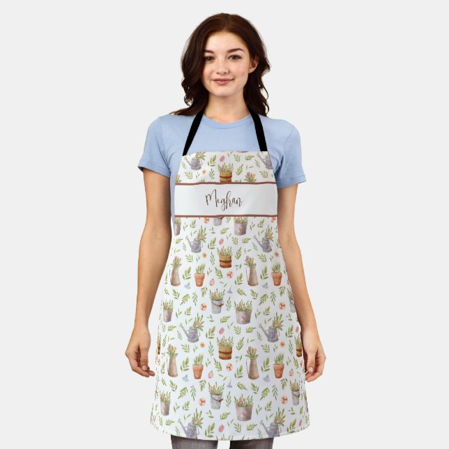 Custom Name and Garden Print Apron (Worn)