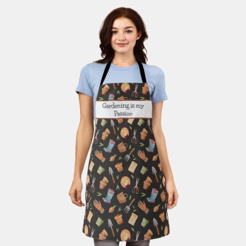 Custom Name and Garden Tools Print Apron