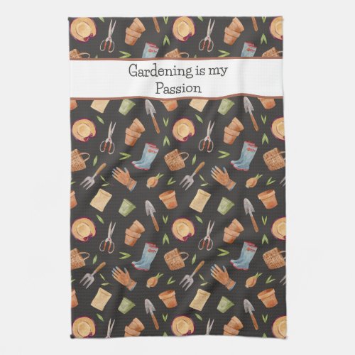 Custom Name and Garden Tools Print Kitchen Towel