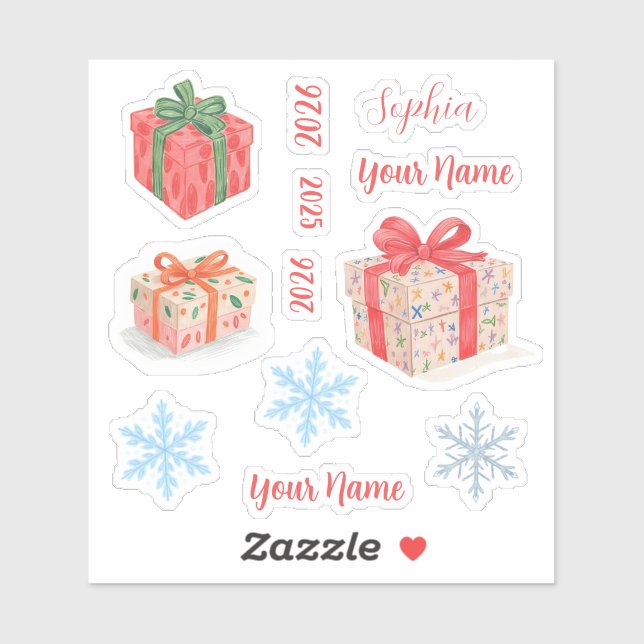 Custom Name and Gift Box  Sticker (Sheet)