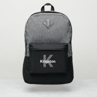 Custom Name and Gray Monogram Port Authority® Backpack