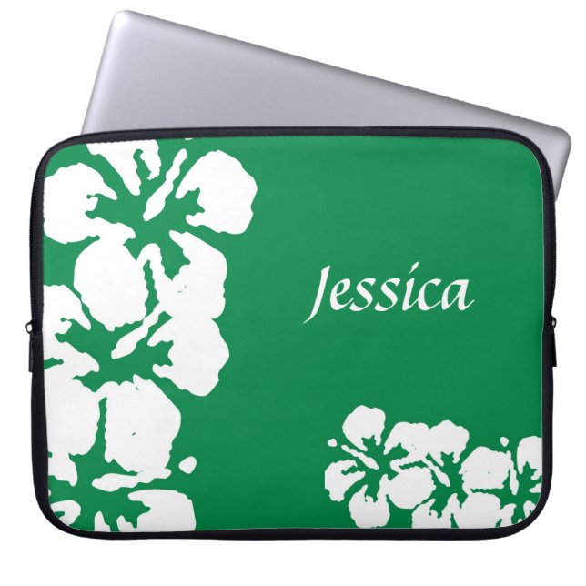Custom Name and Hibiscuses Laptop Sleeve (Front)