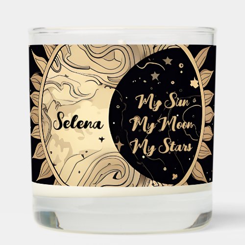Custom Name and Message Celestial Sun Moon Stars Scented Candle
