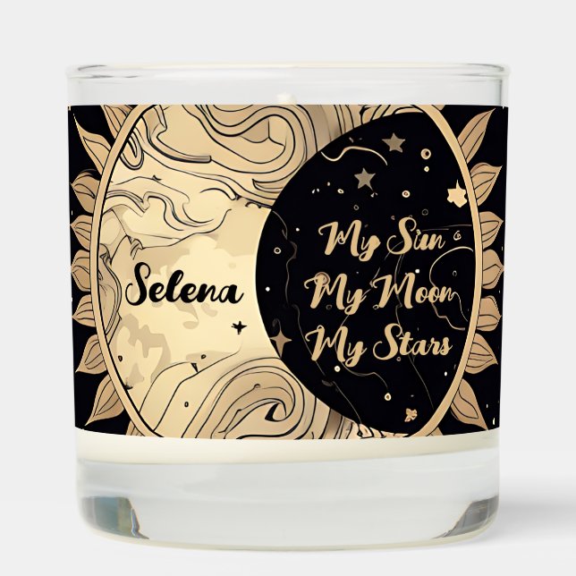 Custom Name and Message Celestial Sun Moon Stars Scented Candle (Right)