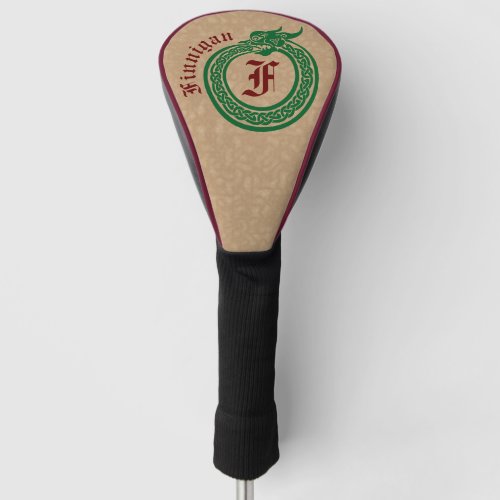 Custom Name and Monogram Celtic Style Ouroboros Golf Head Cover