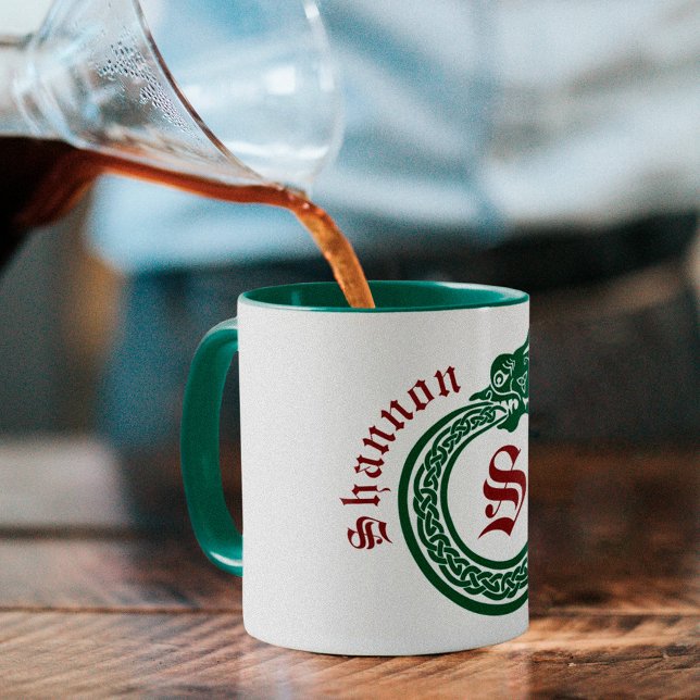 Custom Name and Monogram Celtic Style Ouroboros Mug (Creator Uploaded)