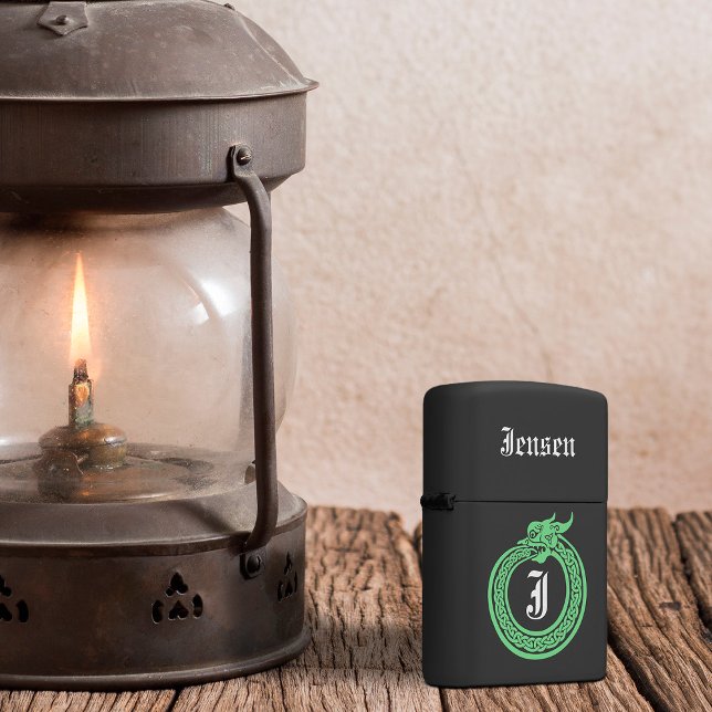 Custom Name and Monogram Celtic Style Ouroboros Zippo Lighter (Creator Uploaded)