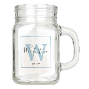Custom Name and Monogram Established Mason Jar