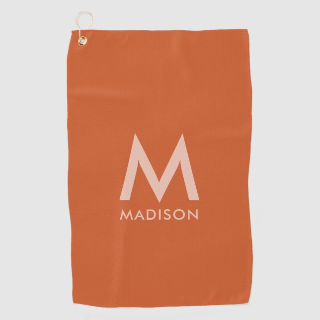 Custom Name and Monogram | Modern Minimalist Golf Towel (Front)