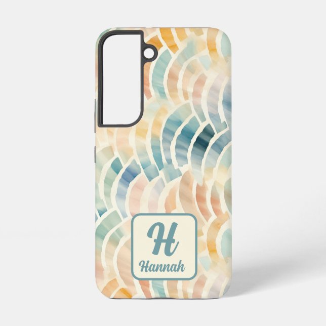 Custom Name and Monogrammed Watercolor Patterned  Samsung Galaxy Case (Back)