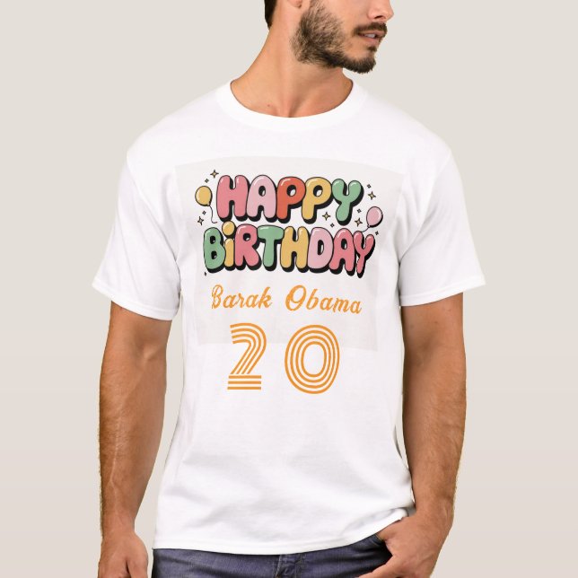 Custom Name and No. Happy Birthday t-shirt for all (Front)
