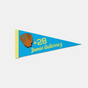 Custom Name and Number Baseball Sports Pennant Flag