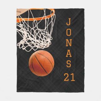 Custom Name and Number Basketball Fleece Blanket