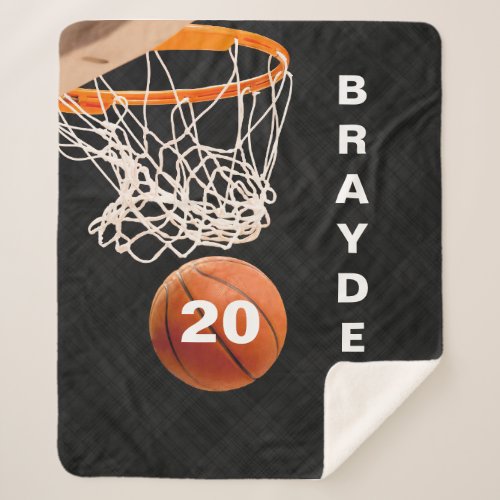 Custom Name and Number Basketball Sherpa Blanket