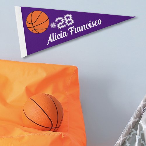 Custom Name and Number Basketball Sports Pennant F Pennant Flag