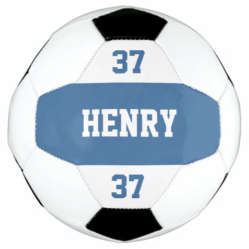 Custom Name and Number Cool Blue Personalized Soccer Ball