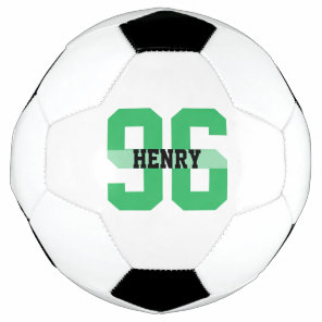 Custom Name and Number Cool Modern Green Soccer Ball